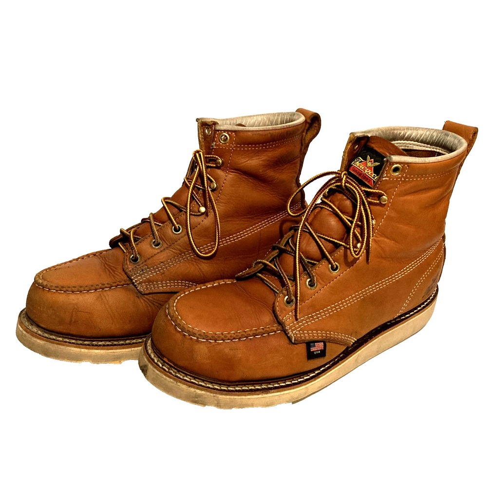 Thorogood Mens Moc Work Boots Brown 10 D Leather Steel Toe Made in USA Utility